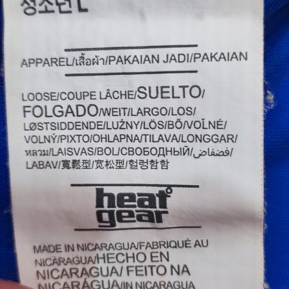 Under Armour heatgear pull on hoodie blue with yellow men's junior size L loose - Picture 7 of 10